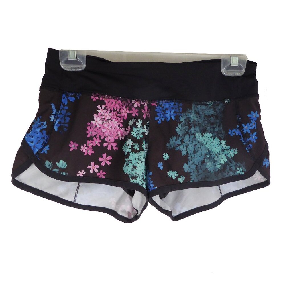 Lululemon speed short size 4 blue pink teal flowers